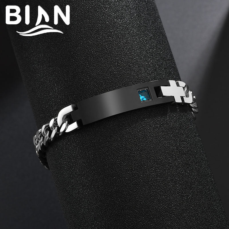 Factory spot stainless steel couple bracelet personality diy lettering name curved card diamond bracelet Valentine's Day gift