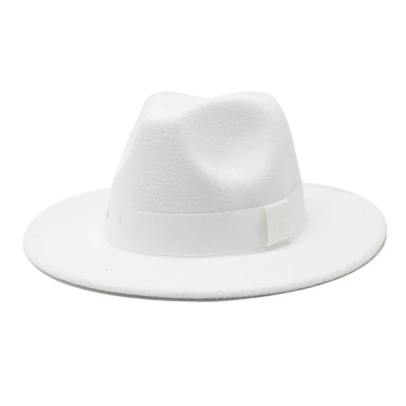 2023 New Hot Wide Brim Felt Fedora Hats With Bee Ribbon Autumn Winter Wedding Party Trilby Hat Men Gentleman Jazz Hats 56-58CM