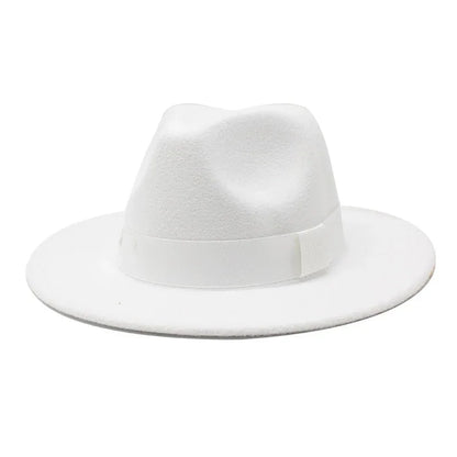 2023 New Hot Wide Brim Felt Fedora Hats With Bee Ribbon Autumn Winter Wedding Party Trilby Hat Men Gentleman Jazz Hats 56-58CM
