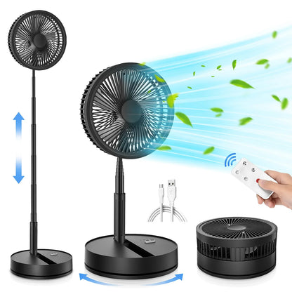 XIAOTREE Wireless Folding Desk Fan Telescopic Outdoor Travel Camping Floor Fan With 7200 mAh USB Rechargeable Fan Standing Fan