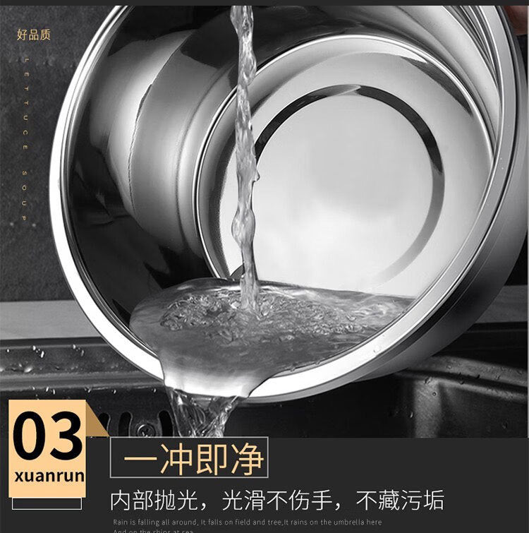 304 Stainless Steel Basin Drain Basket Vegetable Basket Household Rice Washing Sieve Thickeneded Cooking Basin and Basin Vegetable Basin Wholesale