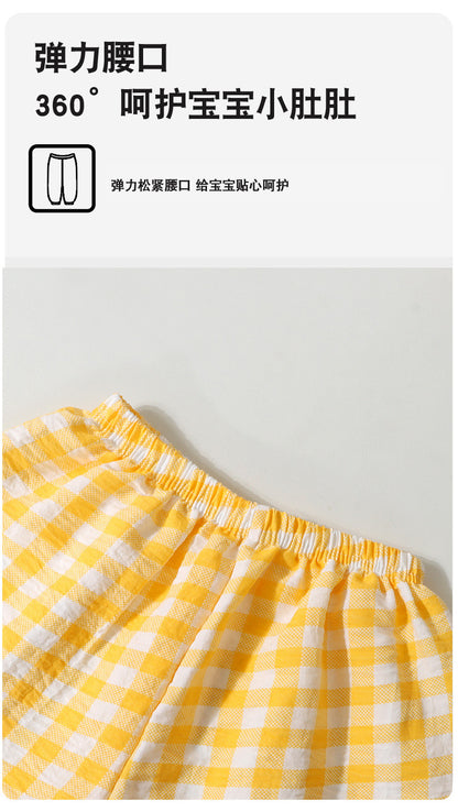 Boys and Girls Cloud Cotton Home Clothes Set Summer Cardigan Cartoon Kidsren's Pajamas Tops Pants Spring & Fall Two-Piece Set