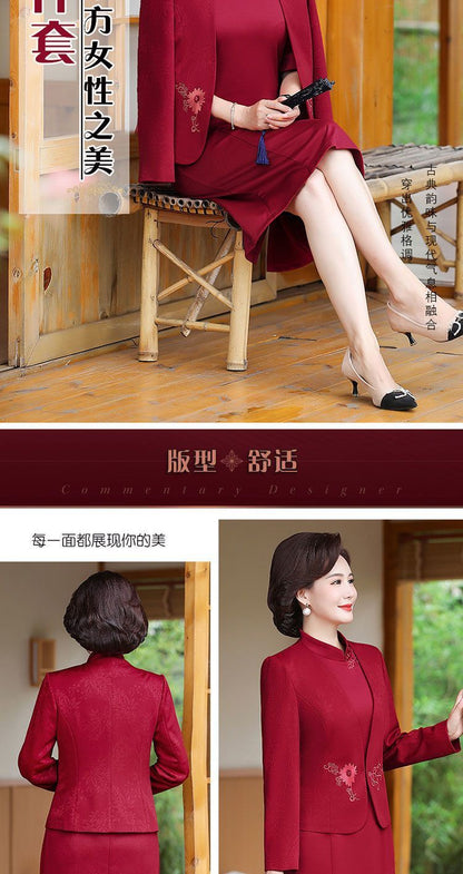 2024 New Chinese Mother's Wedding Dress Two-Piece Wedding Dress for dress Women's Spring and Autumn Middle Year Happy Mother-in-Law Wedding Dress