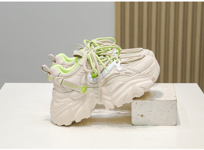 New Spring Shoes, Thick-Soled Women's Shoes, Versatile Height-Increasing Shoes, Non-Slip, Breathable, Lightweight Dad Shoes, Mesh Sneakers for Women