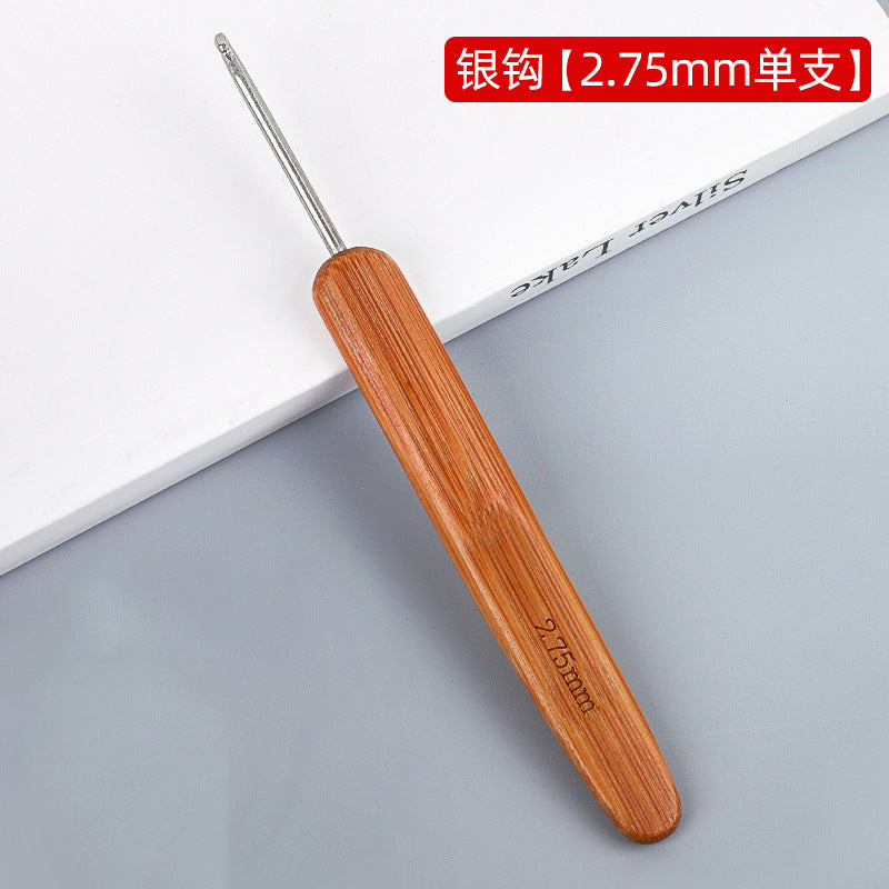 Full Set of Bamboo Handle Crochet Hooks, Bamboo Crochet Yarn Hooks, Handmade Knitting Tools, Sweater Needles, Round Head Carbonized Crochet Set