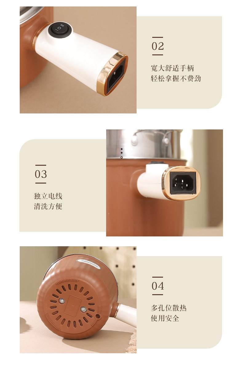 304 Liner Multi-functional Electric Cooking Pot Household Small Pot Dormitory Cooking Noodle Pot Hot Pot Small Electric Pot Intelligent Integrated Pot