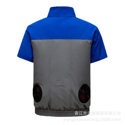 Cross-Border Summer Cooling Air-Conditioning Clothing with Fan Refrigeration Workwear Outdoor Heatstroke Prevention Fan Clothing Men's Labor Protection Clothing Work Clothes
