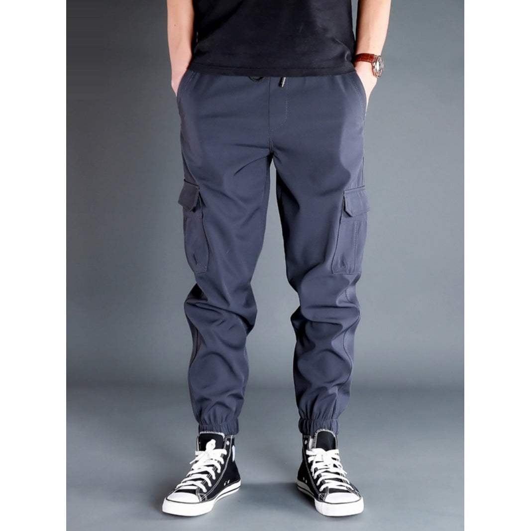 Ice Silk Crock Pants Men's Leg-tipped Summer Thin Casual Pants Loose plus size Quick-drying Pants Fashion Brand Sports Pants