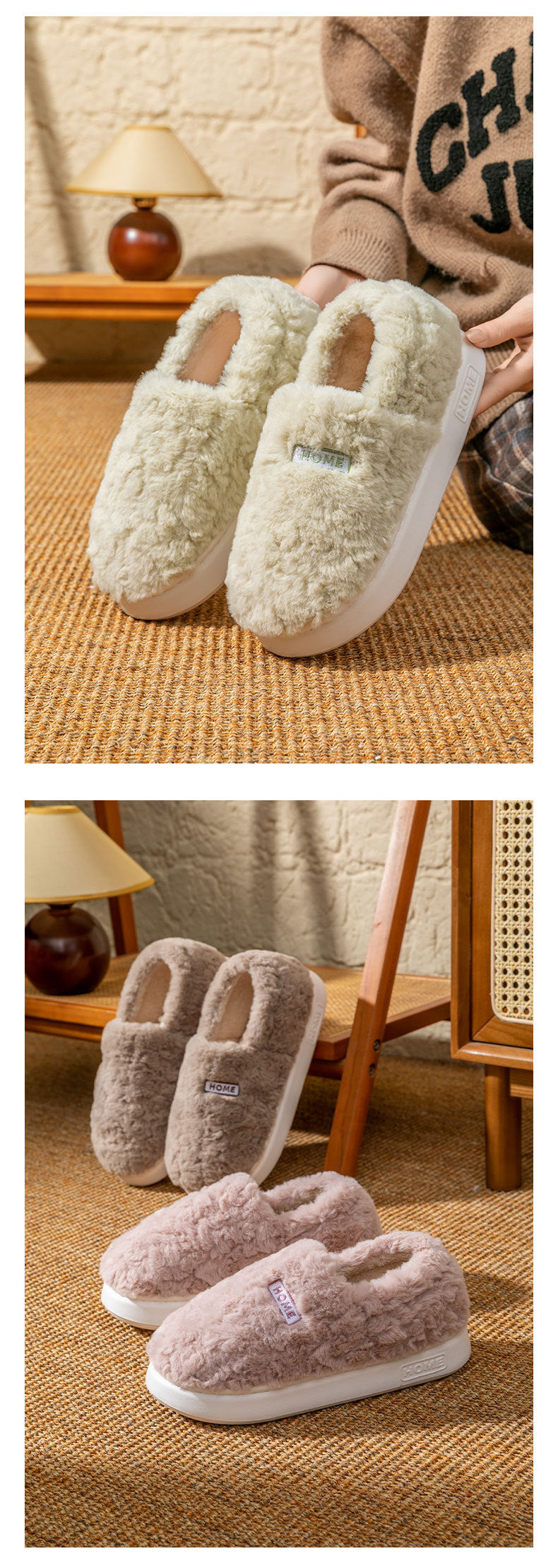 Women's Winter Indoor Warm Non-Slip Thick-Soled Cotton Slippers with Heel Cover, Maternity Cotton Shoes, Plush Outdoor Cotton Shoes for Men