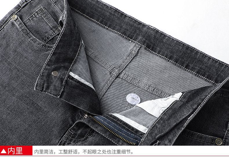 Light Luxury Smoke Grey Jeans Men's Straight Loose Summer Thin Men's Pants 2025 New Casual Trendy Trousers