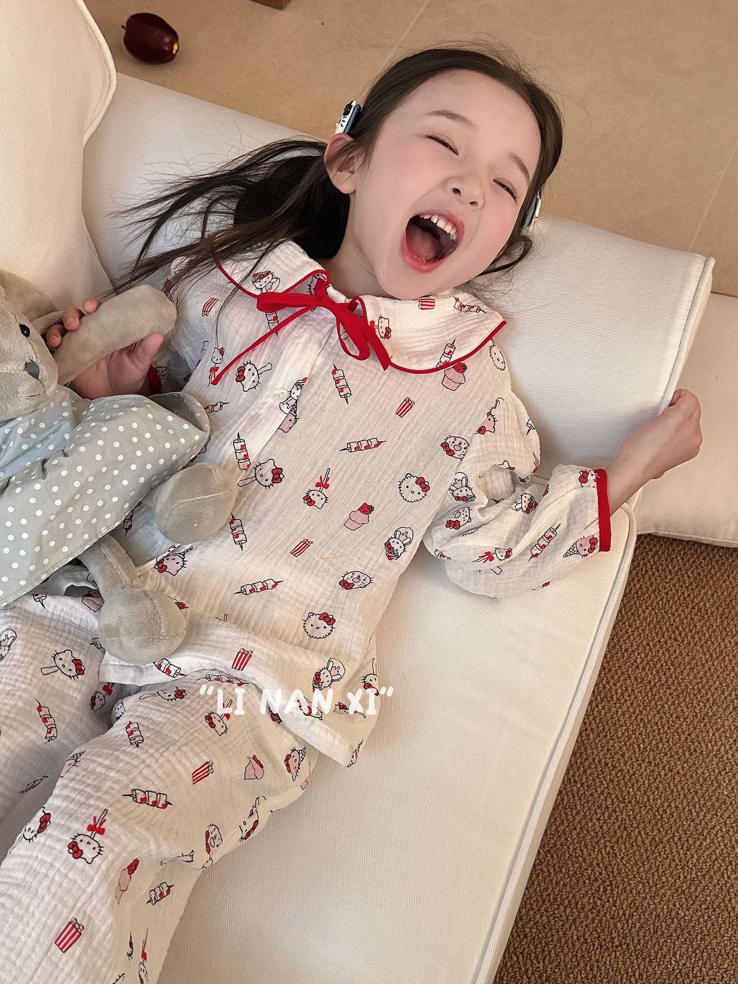Princess Style Children's Lapel A-Class Cartoon Loungewear Set 2026 Spring New Baby Sweet and Cute Pajamas and Sleep Pants
