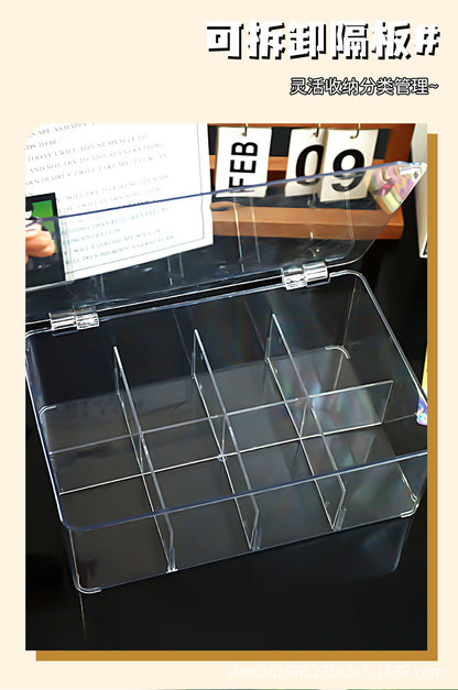 Card Storage Box, Card Organizer, Acrylic Compartment Display Rack, Stackable Drawer for Home Use