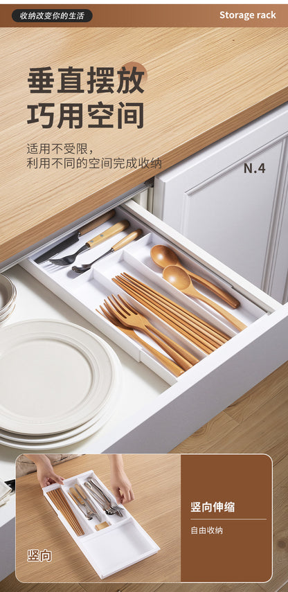 Drawer Retractable Storage Box Cosmetics Sundries Compartment Storage Box Partition Organizer Box Home Kitchen Tableware
