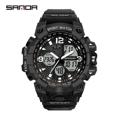 Sanda Hot-Selling Watch Korean Version Student Party Multi-Functional Waterproof Alarm Clock Electronic Watch Cool Dual Display Luminous Sports Watch by PDG ibma