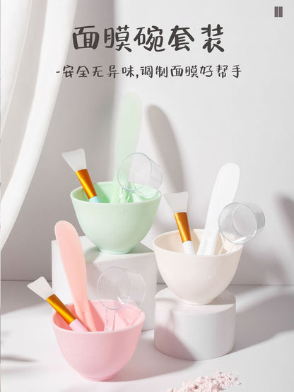 Silicone Mask Bowl, Soft Mask Bowl, Spoon Stick, Mixing Tool, Three-Piece Set, Scraper, Beauty Salon Facial Spa Special