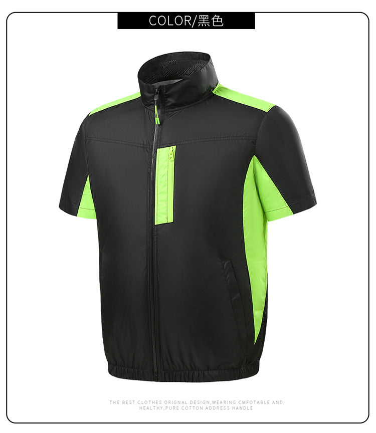Summer new short-sleeved heatstroke prevention and cooling with fan air conditioning clothing men's work charging refrigeration welder cooling overalls