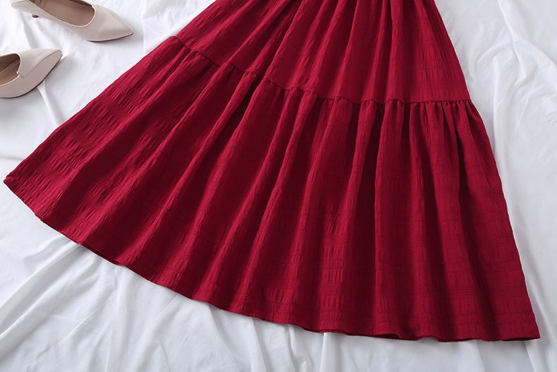 New Design Niche Skirt, Feminine, Slim Waist, French Mid-length, Western Style Short-sleeved Dress
