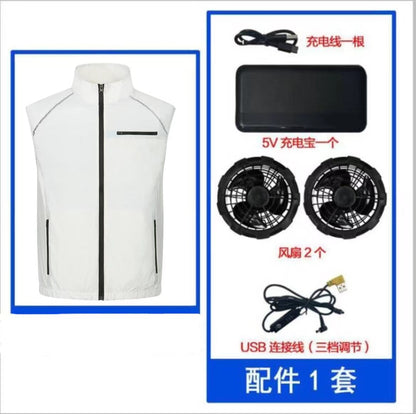 Wholesale air conditioning clothing sleeveless summer heatstroke prevention and cooling clothing with fan construction site labor protection clothing cross-border Japanese and Korean explosions