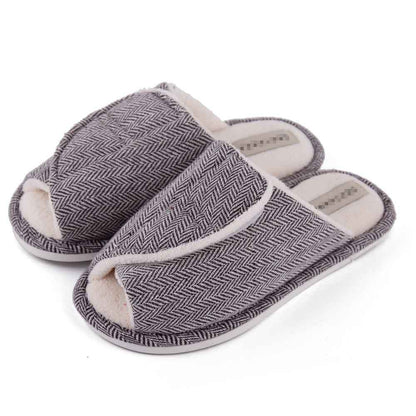 Men's and women's Velcro adjustable open slippers swollen feet non-slip open toe easy to clean indoor wool slippers