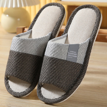 Japanese Linen Slippers for Women Spring & Fall Home Indoor Puff Cotton and Linen Silent Non-Slip Thick-Soled Bathroom Slippers for Men Wholesale