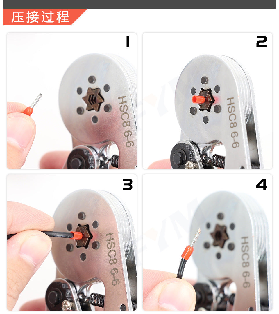 Tube type needle type terminal crimping pliers crimping pliers manual wiring pliers mini electrician ratchet tool suit YEFYM