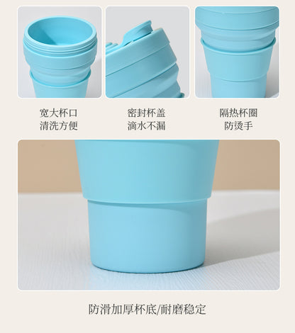 Cross-border folding cup outdoor travel convenient straw folding cup Silicone Collapsible Cup
