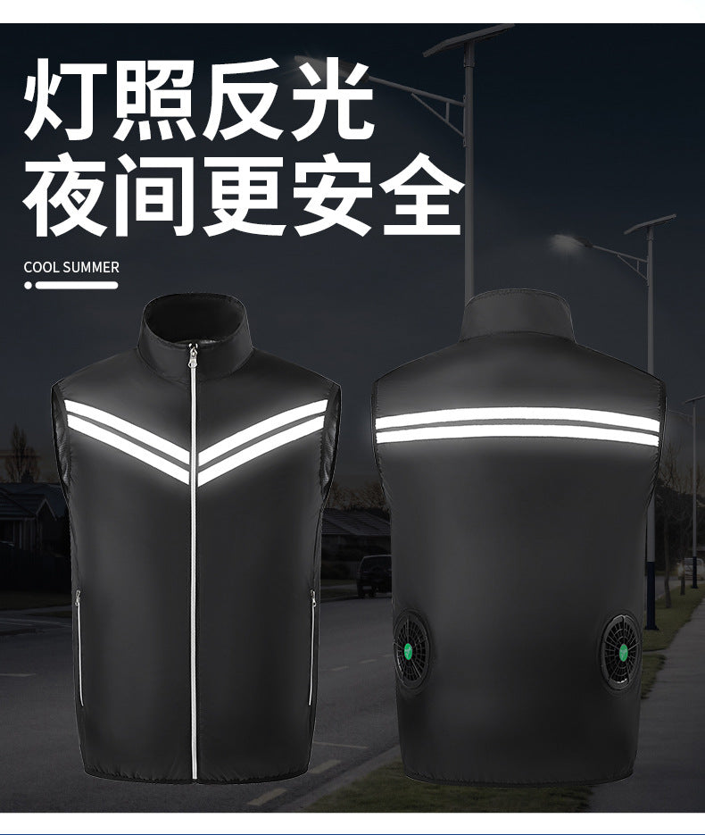 Cross-Border Supply of Intelligent Heatstroke Prevention Refrigeration Air-Conditioning Clothing Summer Cooling Fan Vest Outdoor Sun Protection Ice Vest Clothing