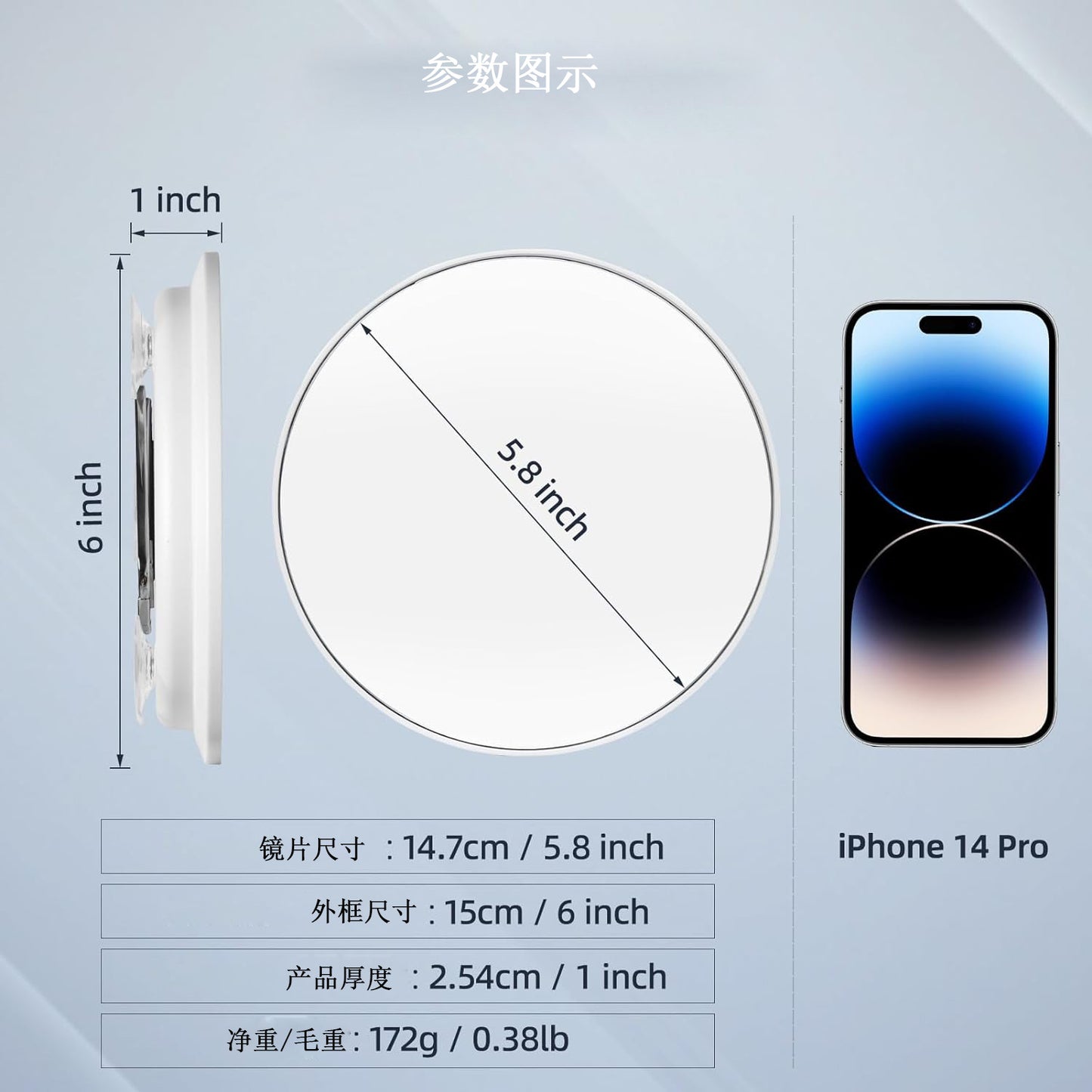 New 30 times magnification makeup mirror charging led light with lamp 360 degree bracket with lamp mirror 3 suction cup 10X20X
