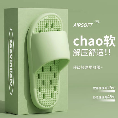 New Summer Home Bathroom Hollow Anti-Slip Men's Slippers That Feel Like Stepping on Shit, Convenient and Breathable Soft-Soled Women's Slippers for Outdoor Wear