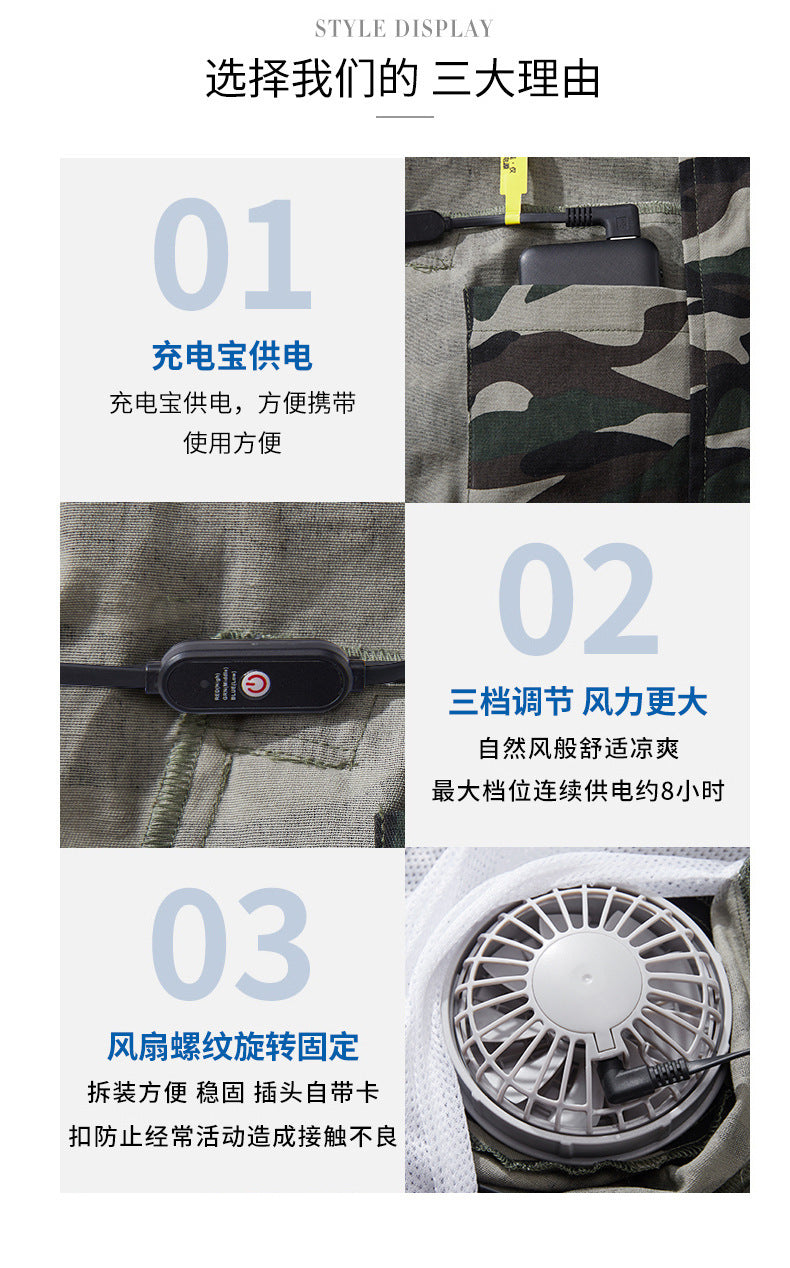 Air-Conditioned Clothing Men's Summer Outdoor Labor Protection Work Clothes Charging Refrigeration Welder High Temperature Heatstroke Prevention Cooling Fan Clothing