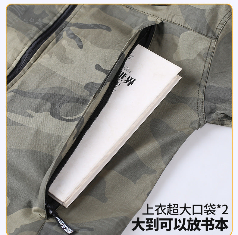 Summer Pure Cotton Thin Work Clothes Set for Men and Women Stretch Camouflage Clothing for Welders Wear-resistant Work-protection Clothing Casual Suit
