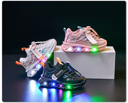 Light-Up Children's Shoes 2025 Spring & Fall New Led Light-Up Soft-Soled Sports Shoes for Small and Medium-Sized Children Women's Fashionable Casual Dad Shoes