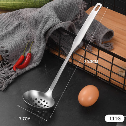 304 Stainless Steel Soup Spoon Hot Pot Colander Household Thickened Large Spoon Long Handle Porridge Spoon Porridge Spoon Drinking Soup Spoon