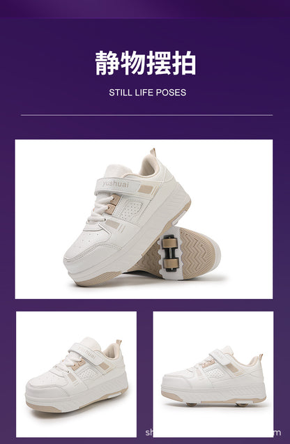 New heelloo shoes four-wheel skates adult detachable student men's and women's two-wheel flying shoes wheeled shoes generation