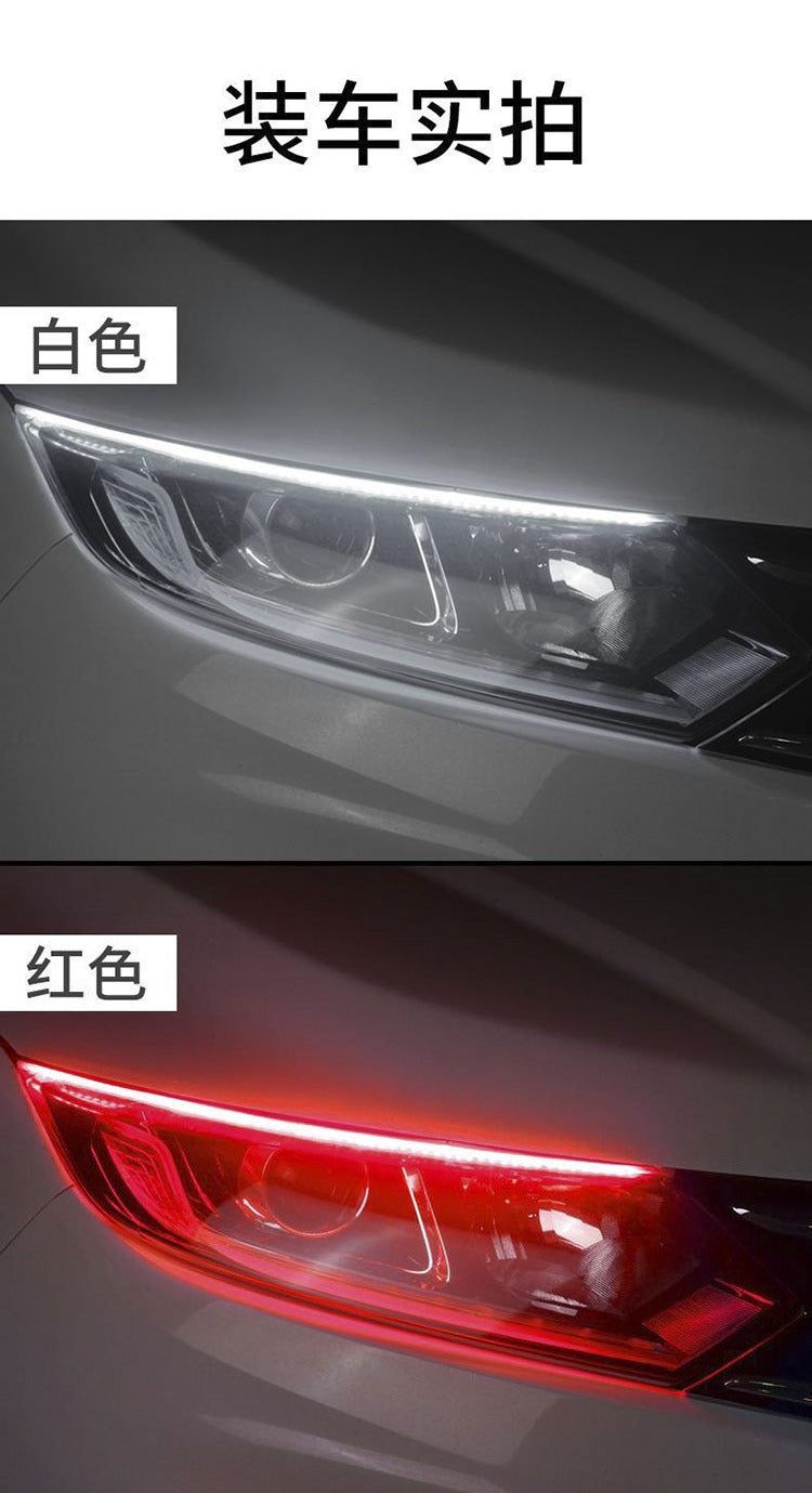 Source Spot Ultra-Thin Daytime Running Light Running Water Steering Light Strip Soft Silicone White Light Steering Yellow Light Start Scanning Model