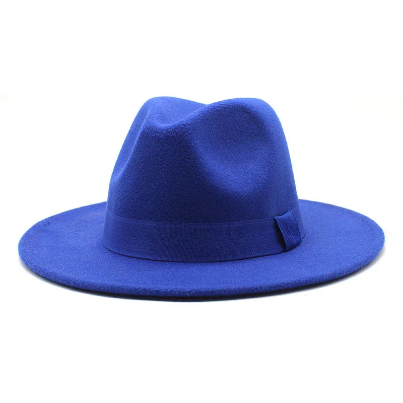 2023 New Hot Wide Brim Felt Fedora Hats With Bee Ribbon Autumn Winter Wedding Party Trilby Hat Men Gentleman Jazz Hats 56-58CM