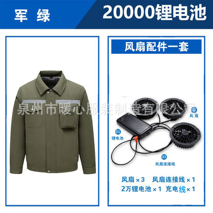 Summer Air Conditioning Clothing Clothes with Three Fans Heatstroke Prevention and Cooling Work Clothing for Men's Construction Site Heatstroke Prevention and Refrigeration Labor Protection Clothing