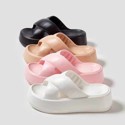 Thick-Soled Sandals for Women's Outer Wear, Fashionable 2024 Summer New Style, Two-Wear Beach Sandals with Holes in the Shoes