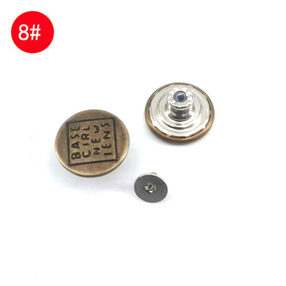 Wholesale In-Stock Waist-Cinching Button-Free Detachable Jeans Buttons, Eco-Friendly Buttons, Screw Metal I-Shaped Buckles