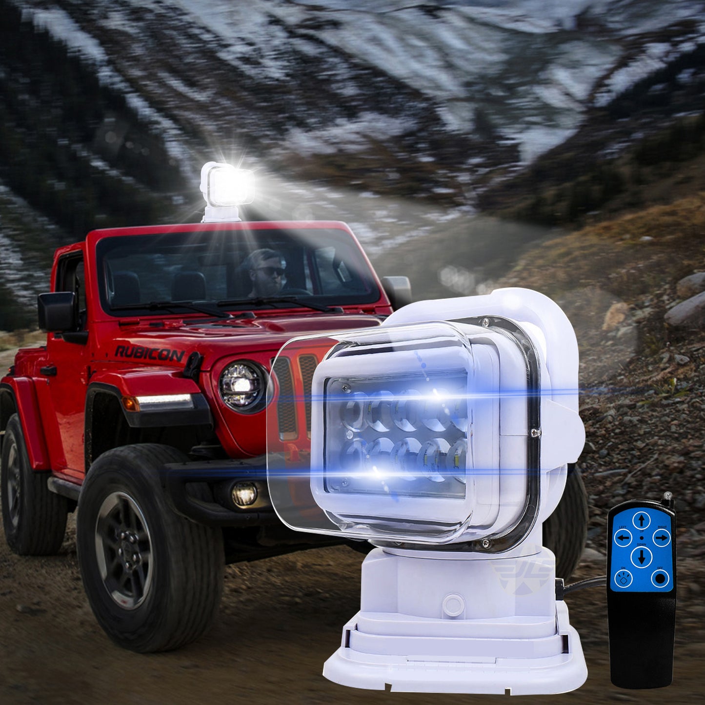 Jinlong Direct Sales Cross-Border Premium 100W Led Remote Control Search Light 12V24V Suitable for Ceiling Car Lights and Vehicle Lights