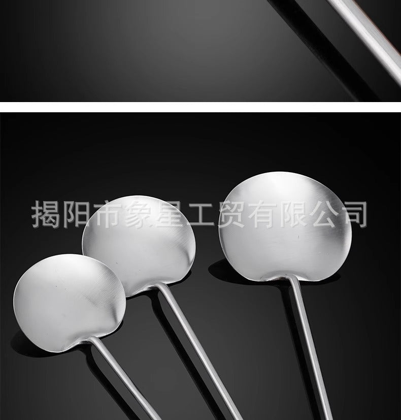 316 food grade stainless steel spatula kitchen home cooking spatula special stir-frying spoon solid wood handle 304 mushroom spatula