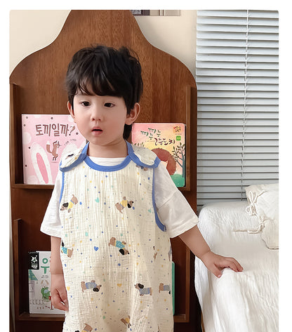 Baby Vest Sleeping Bag Summer Thin Gauze Pure Cotton Baby Kick-proof Sleeveless Children's Pajamas Air-conditioned Room Anti-cold