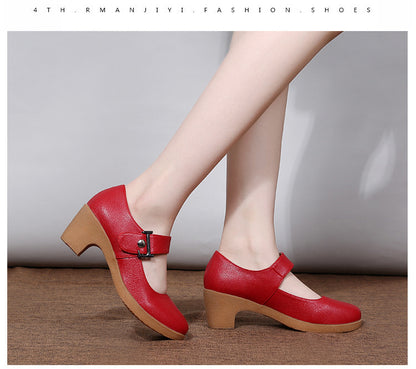 Factory direct sales dance shoes wholesale round head modern square dance shoes ladies mother shoes cross-border products 2025