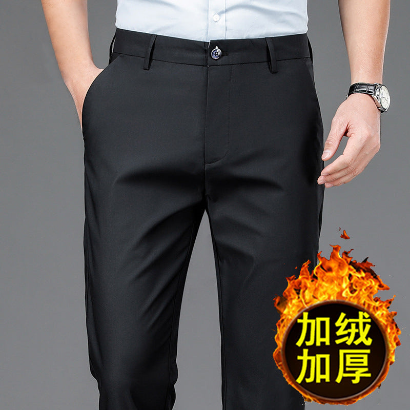Men's Casual Trousers for Foreign Trade, Loose and Fattened, No-Iron Straight Suit, Business Elastic Trousers Wholesale