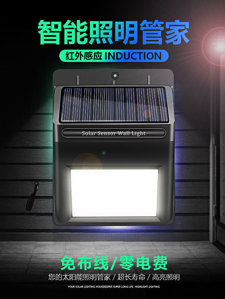Solar Lamp Outdoor Lighting Garden Lamp Human Body Sensor Super Bright Waterproof Wall Lamp New Rural Home Outdoor Street Lamp