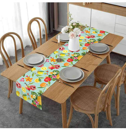 Amazon New Lemon Pomegranate Printed Table Flag Cross-border Home Fabric Decorative Tablecloth Linen Tablecloth Cushion Tea Flag