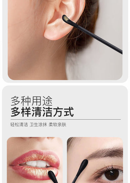Black spiral double ear scoop cotton swab ear eyebrows wipe makeup cotton swab change eyeliner cleaning cotton swab