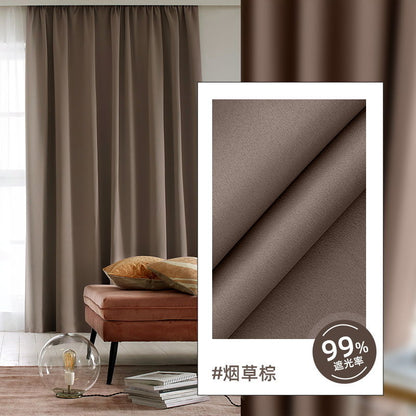 Full Blackout Hook-Type Curtains Finished Rental Room Bedroom Balcony Sunshade Simple Bay Window 2025 New Curtain Cloth