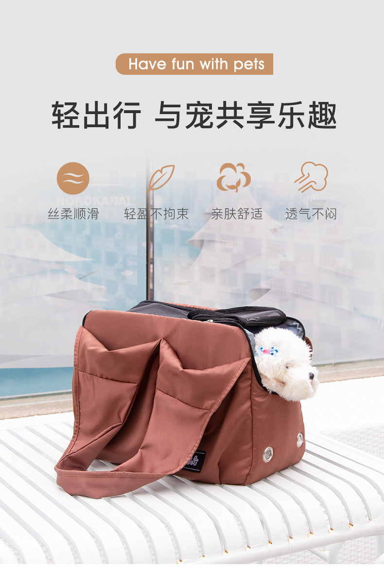 Cat Bag Outgoing Portable Pet Bag Large Capacity Breathable Cat Backpack with Dog One-Shoulder Handbag Soft