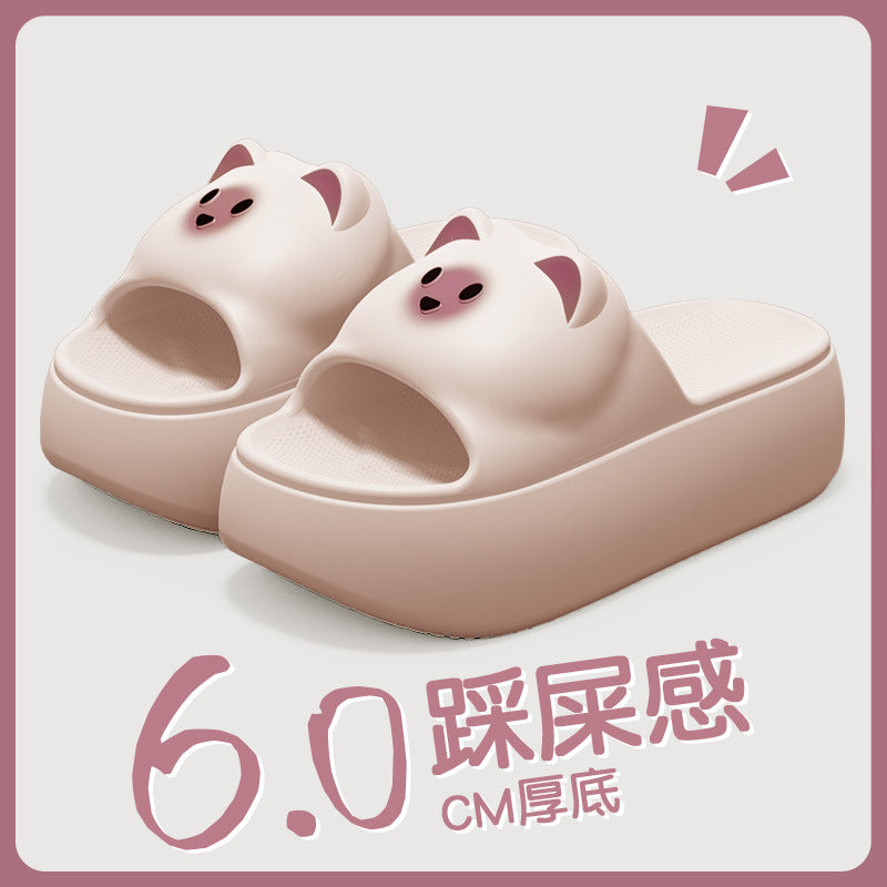 New Sandals and Slippers Women's Summer Thickened Sole Home Elevated Cartoon Non-slip Odor Deodorant Beach Shoes Lightweight Slippers